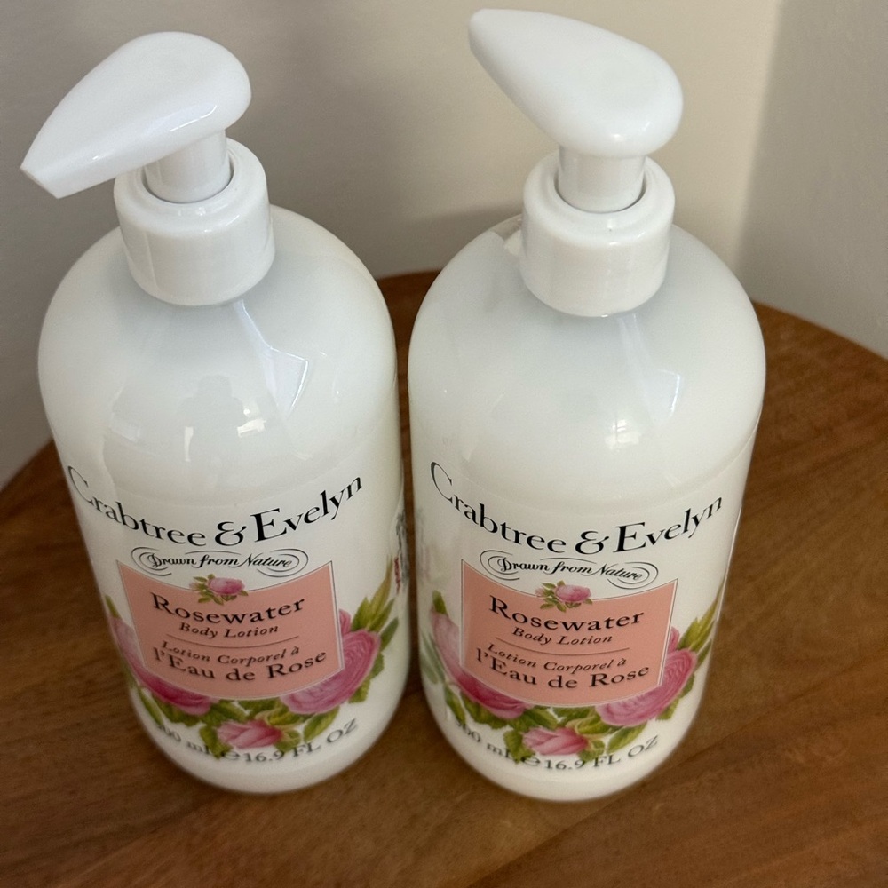 2 Crabtree & Evelyn Rosewater Body Lotion 16.9 oz.